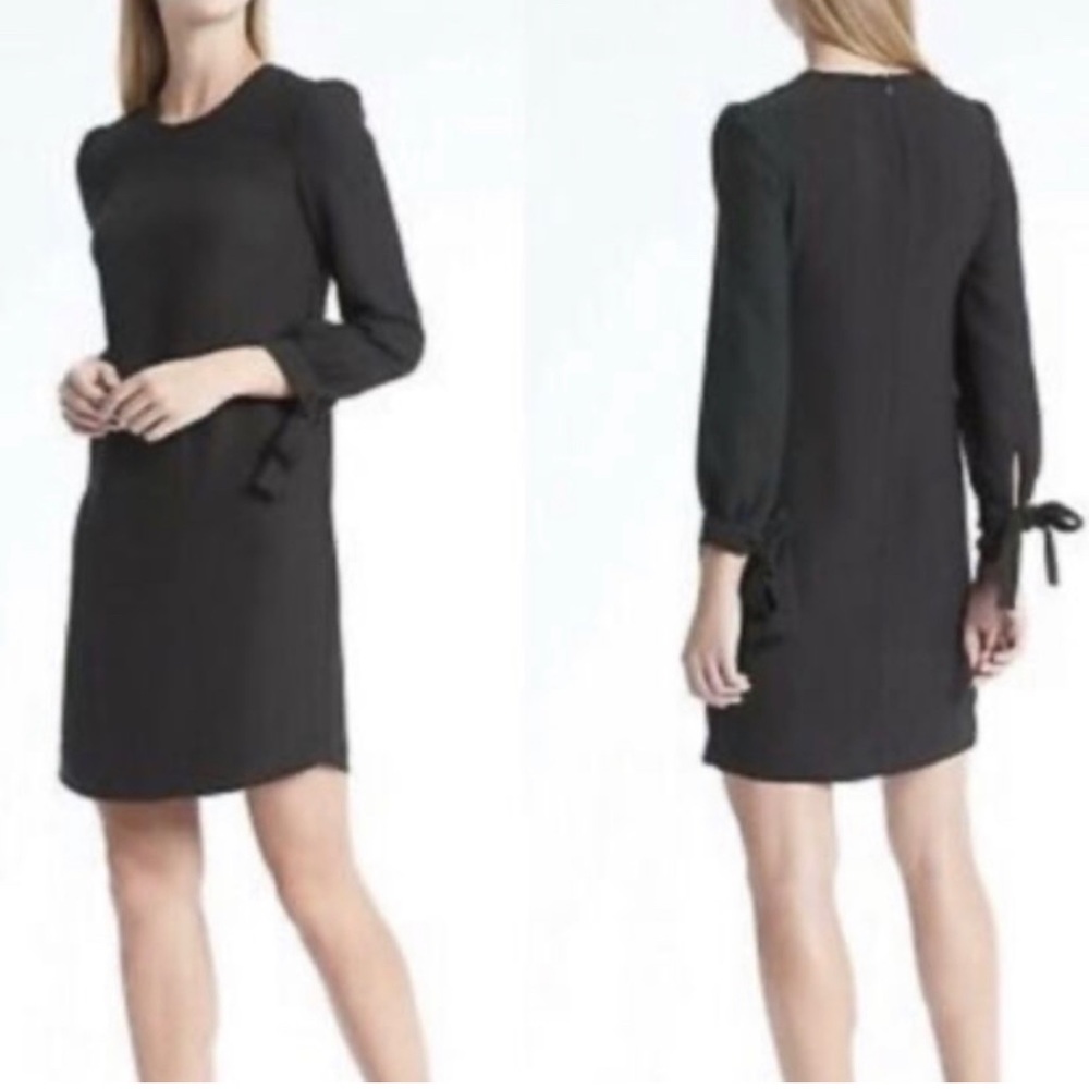 Banana Republic Black Long Sleeve Dress Tie Bow Cuffs, 12P